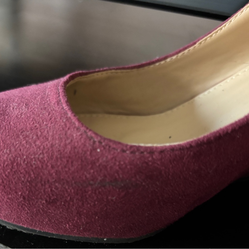 Burgundy Mary Jane Date Night Wedding Guest Comfortable Wedge Heels - Picture 4 of 4